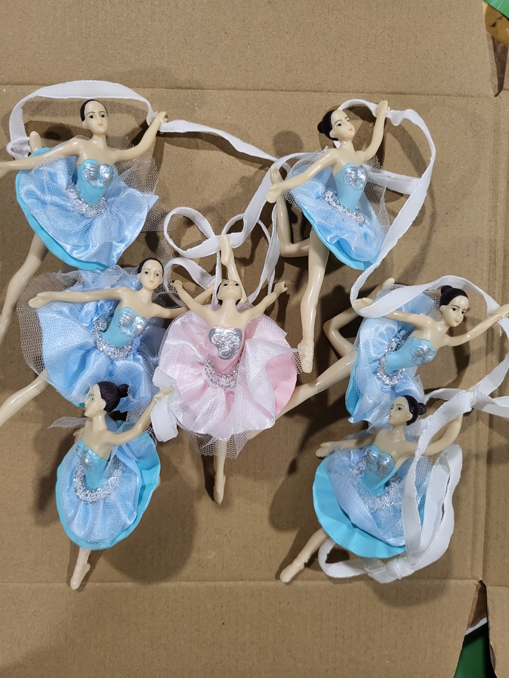 Ashland Ballerina Garland Ornaments in Light Blue and Pink